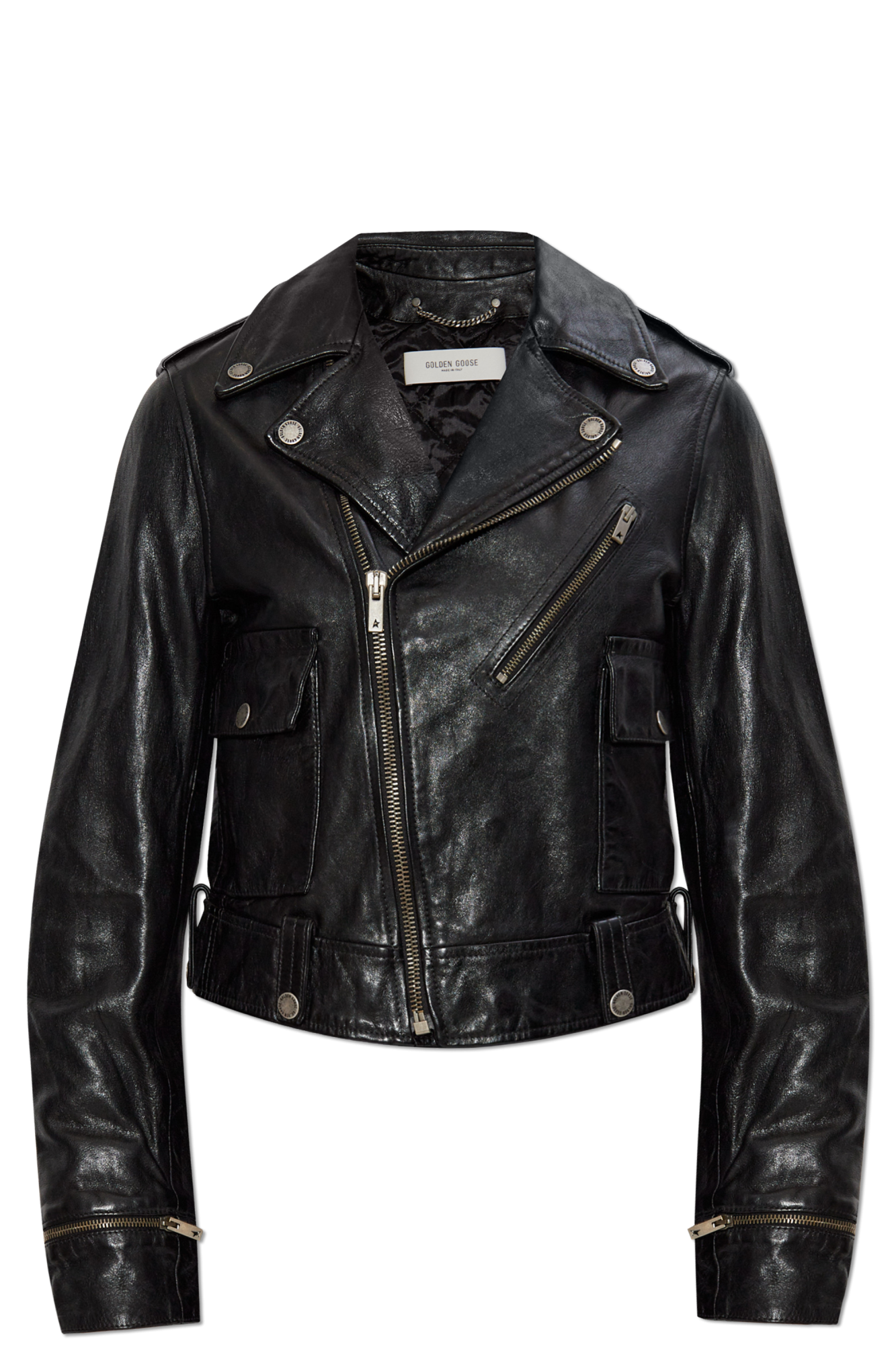 Black Leather biker jacket Golden Goose - Vitkac Canada